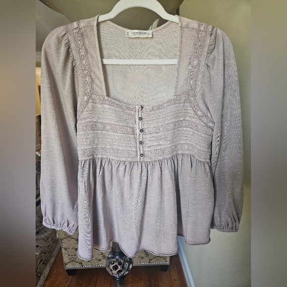 NWOT Lucky Brand embroidered blouse in rosewood - Picture 12 of 13